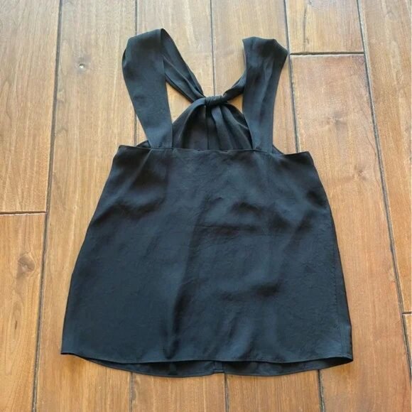 Rag & Bone Collins Sleeveless Top Keyhole Twist  Drapey Crop Black SZ M NWT - Picture 6 of 11
